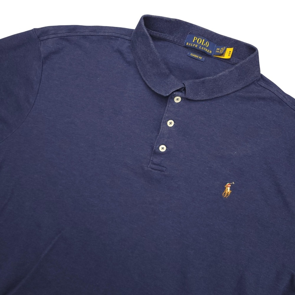 Polo Ralph Lauren Polo Shirt Mens XL Blue Solid Classic Fit Cotton Pony Logo Top